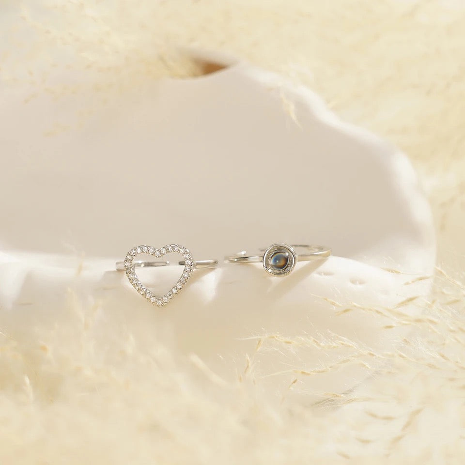 טבעת לב עם תמונה מוצפנת (2 באחד)