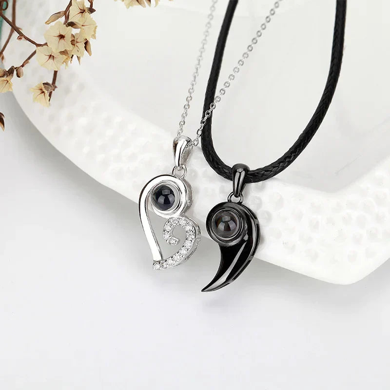 שרשרת זוגית לב עם תמונה מוצפנת