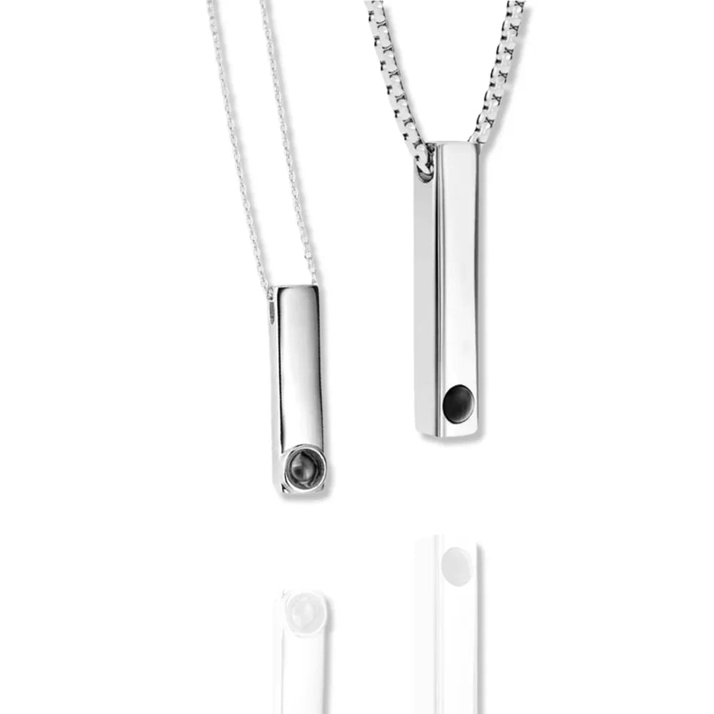 סט זוגי שרשרת מלבן עם חריטה אישית ותמונה מוצפנת