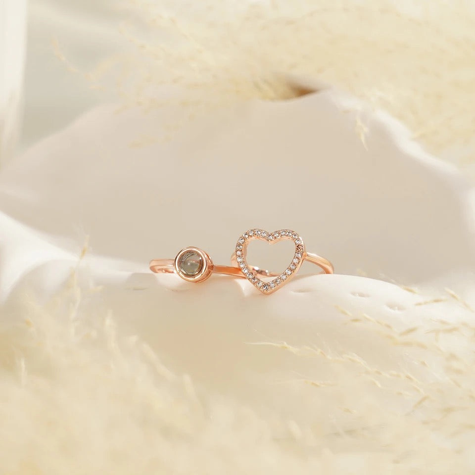 טבעת לב עם תמונה מוצפנת (2 באחד)