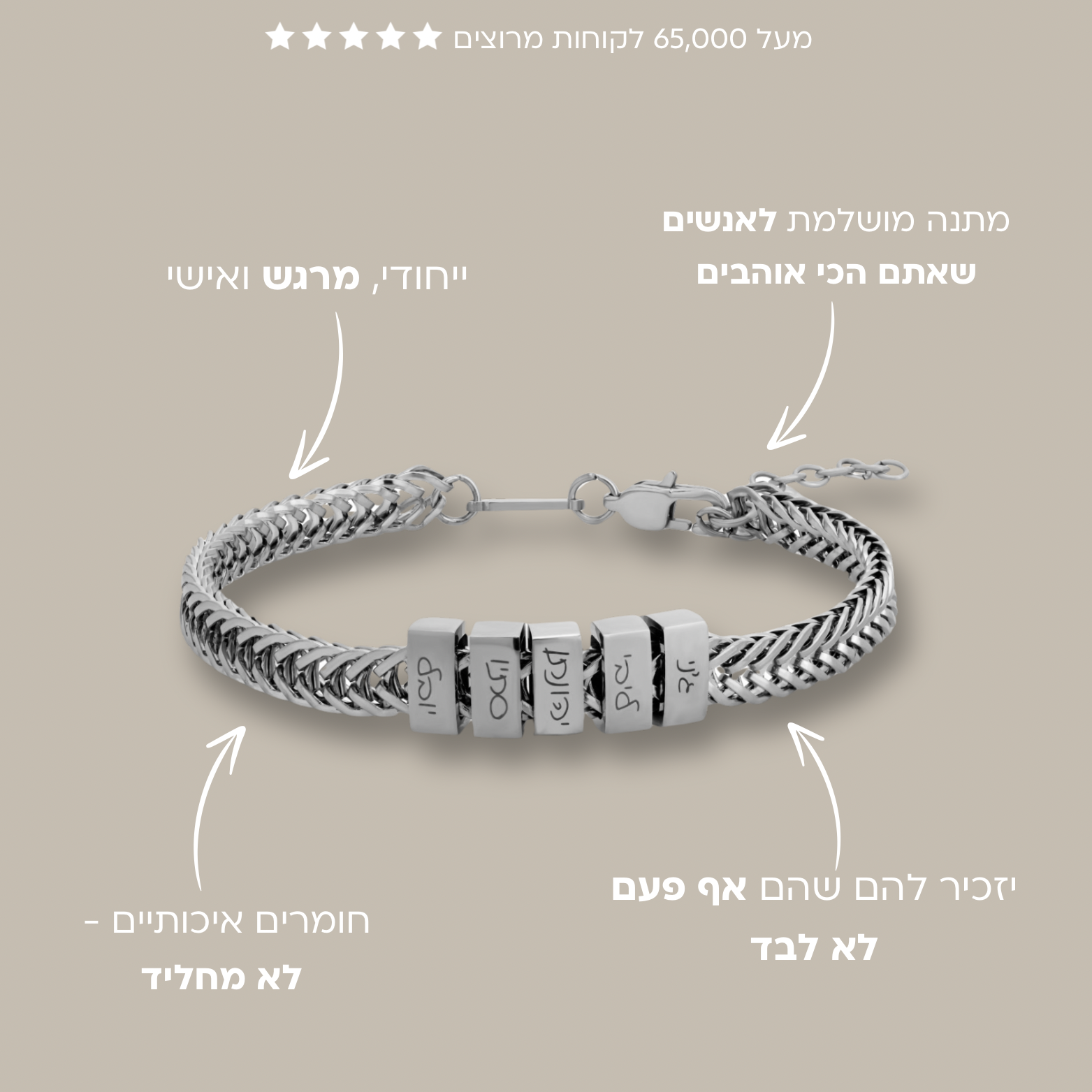 צמיד חריטה קוביות לגבר